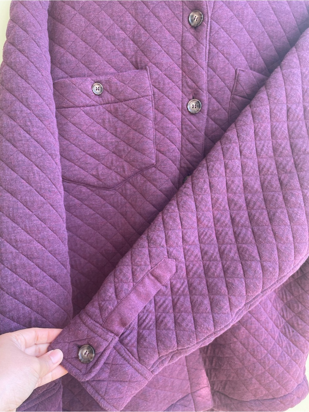 Marine Layer Corbet Quilted Shirt Jacket in Deep Plum Size Large - Picture 5 of 16